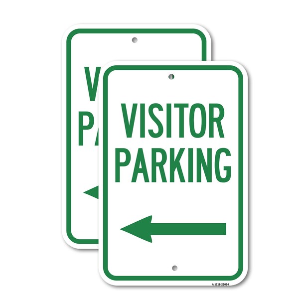 Signmission Reserved Parking Sign Visitor Parking Arrow Pointing L, 18'' X 24'', Heavy Gauge Aluminum, 2PK A-1824-2PACK-23024 - main