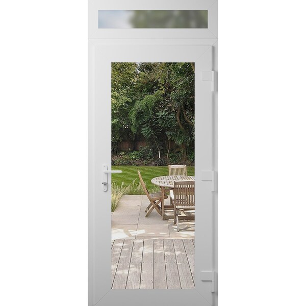 Vdomdoors Front Exterior Prehung Metal-Plastic Door Clear Glass / MANUX 8666 White Silk / Office Commercial a MANUX8666EXD-WS-W36xH80+12-LH-I - main