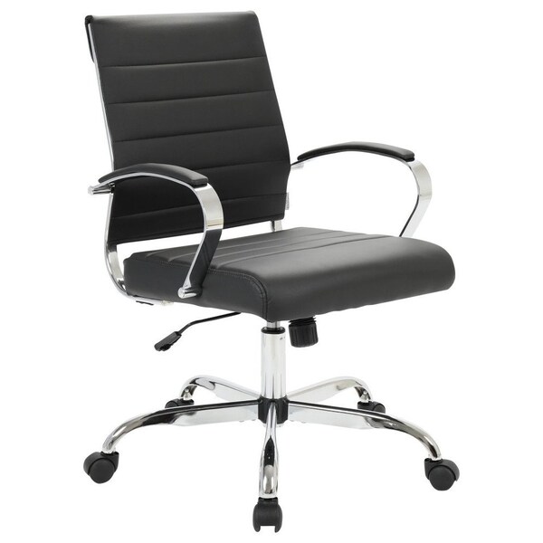 Leisuremod Benmar Leather Office Chair, Black BO19BLL - main
