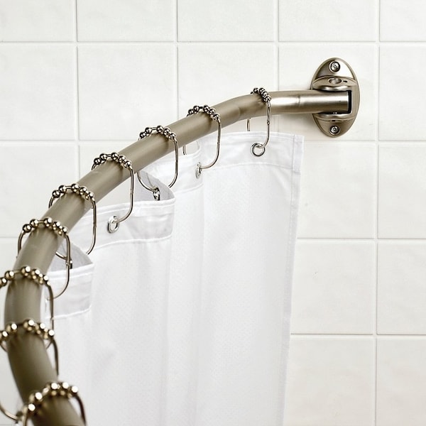 Zenna Home Shower Rod, 60 to 72 in L Adjustable, 1 in Dia Rod, Aluminum, Brushed Nickel 35603BN06/35061BN - main