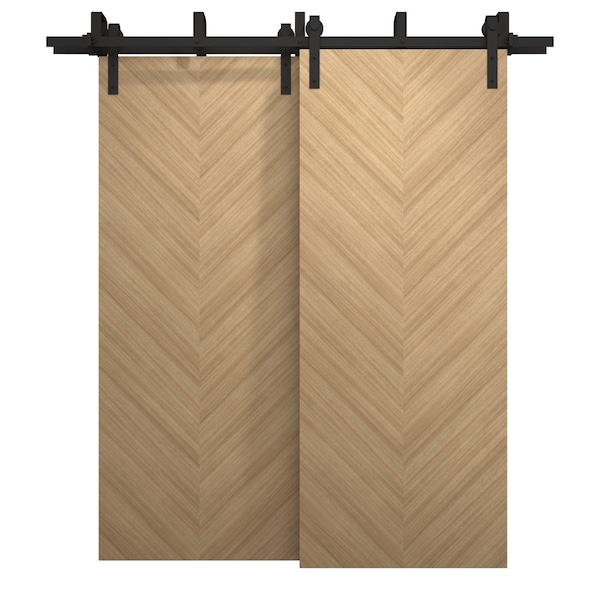 Sartodoors Sliding Closet Barn Bypass Doors 84 x 96 inches, Ego 5005 Natural Oak, Modern 8ft Rails Hardware S EGO5005BBB-SNA-8496 - main