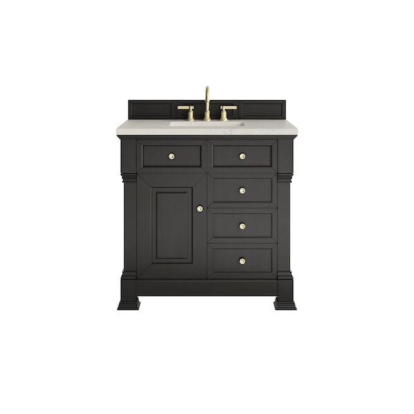 James Martin Vanities Brookfield 36" Single Vanity, Black Onyx, w/ 3 CM Siberian Silestone Top 547-V36-BKO-3SFR - main