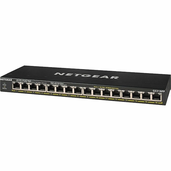 Netgear GIGABIT ETHERNET UNMANAGED HIGH-POWER POE+ SWITCH WITH 183W POE BUDGET & GS316PP-100NAS - main