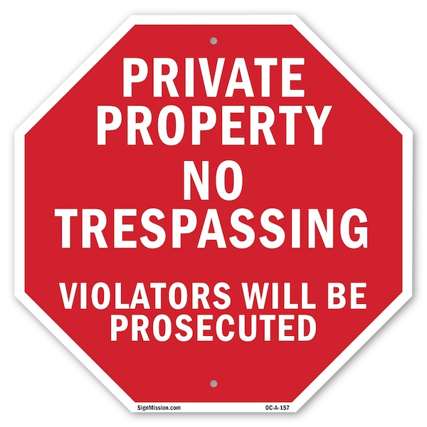 Signmission Private Property No Trespassing Vio, 10 Inch X 10 Inch, Aluminum Metal Signs OC-A-10-157 - main