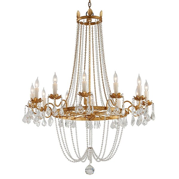 Troy Lighting Viola 12 Light Chandelier 37.5 In. Vintage Gold Leaf F5367-VGL - main