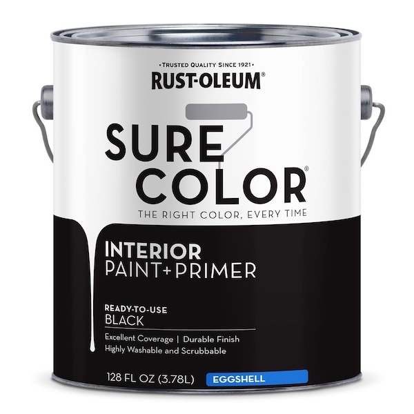 Rust-Oleum Sure Color Eggshell Black Water-Based Paint + Primer Interior 1 gal 380218 - main