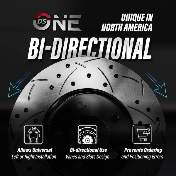 パーツ K.D Ds-One Front Coated Drilled Slotted Disc Brake Rotors Pair For