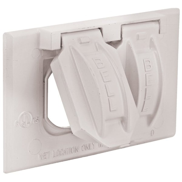 Hubbell Cover, 2-13/16 in L, 4-9/16 in W, Aluminum, White, Powder-Coated 5180-1 - main