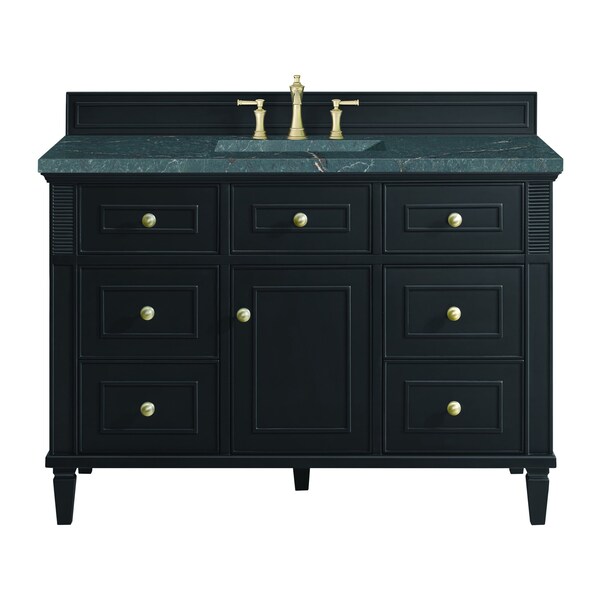 James Martin Vanities Lorelai 48'' S Vanity, Black Onyx w/ Parisien Bleu Silestone Top w/FreePower Wireless Charger 424-V48-BKO-FPBL - main