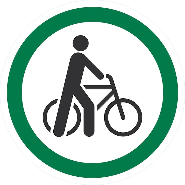 Lyle ISO Walk Your Bicycle Symbol, 10x10, Non-Reflective, White G-1011-NA_10x10 - main