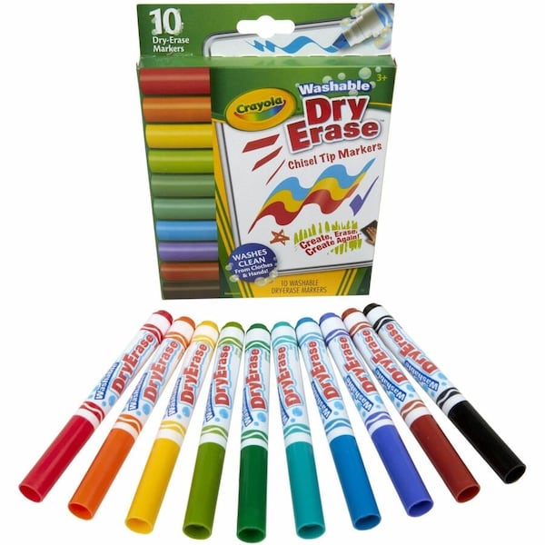 Crayola Washable Dura-Wedge Tip Dry Erase Markers, 10 Colors, 30PK 58-7733 - main