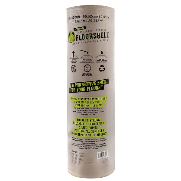 Sw Psb Krylon Purdy Bestt Liebco White Lightning 38in x 100ft Trimaco 12380 FloorShell Contractor-Grade Heavy Duty Floor Protection K09033000 - main
