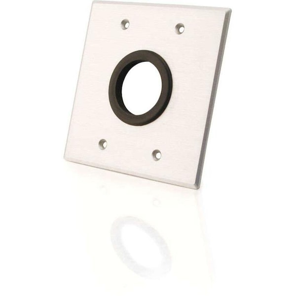 C2G 1.5IN GROMMET CABLE PASS THROUGH DOUBLE GANG WALL PLATE - BRUSHED ALUMINUM 40546 - main