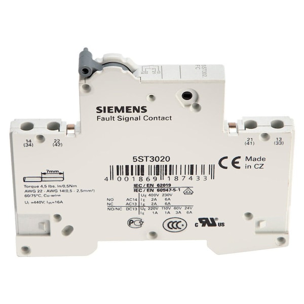 Siemens Fault signal contact 1 NO+1 NC, for miniature circuit breaker 5SL, 5SY, 5SP RCBO 5ST3020 - main
