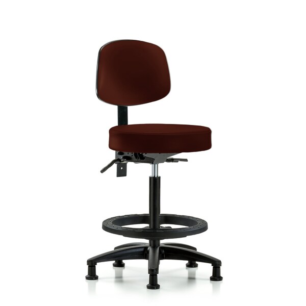Blue Ridge Ergonomics Bench Stool, Hi, Vinl, Bk, Tilt, BF, Gld, Burg BR-VHBST-RG-T1-BF-RG-8569 - main