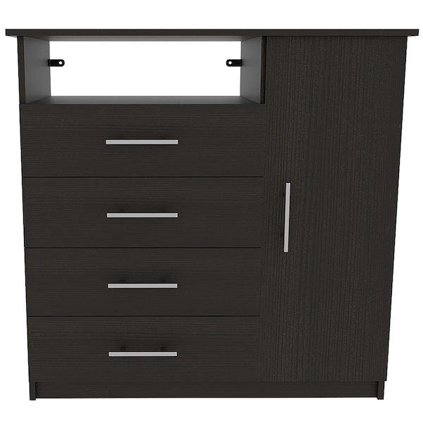 Homeroots 36" Black Manufactured Wood Four Drawer Combo Dresser 477811 - main