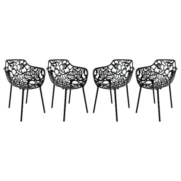 Leisuremod Modern Devon Aluminum Armchair, Black, 4PK DCA23BL4 - main