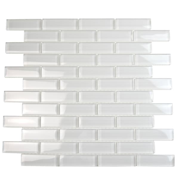 Apollo Tile White 11.9 in x 11.9 in Glass Glossy Floor and Wall Mosaic Tile 4.92 sqft/case, 5PK APLBR88066A - main