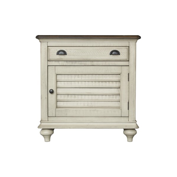 Homeroots 29" x 17" x 30" Two ToneSolid WoodDoor Nightstand 366180 - main