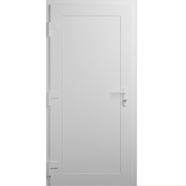 Vdomdoors Front Exterior Prehung Metal-Plastic Door, Manux 8111 White Silk, Office Commercial and Residential MANUX8111EXD-WS-W36xH80-RH - main