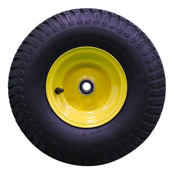 Antego 15 x 6-6 in Lawn Mower Tire & Wheel, 4 Ply, John Deere Yellow, 2 PK A6450060304156006 - main