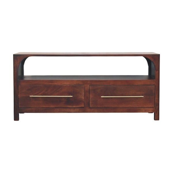Homeroots 43in Brown Solid Wood Enclosed and Open Storage TV Stand 720017 - main