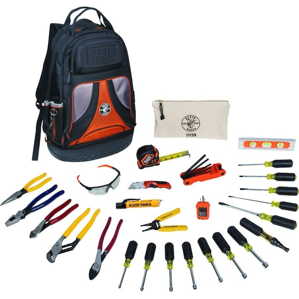 Klein Tools 28 pc Tool Kit, Includes Pliers, Screwdrivers, Keys, Wrenches, and a Bag 80028 - main