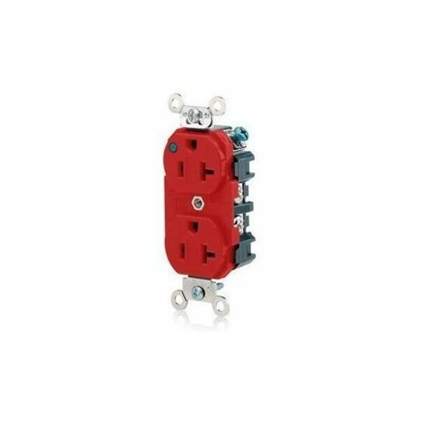 Leviton Straight Blade Receptacle, 5-20R, 20 A, 125V AC, 2 Pole, 3 Wire, Flush Mount, Self-Grounded 8300-PLR - main