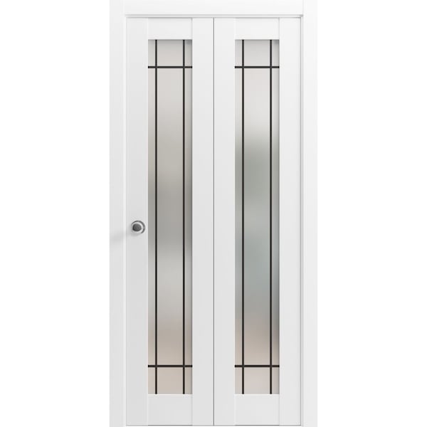 Sartodoors Sliding Closet Bi-fold Doors Planum 2112 White Solid Core Modern Interior PLANUM2112BF-WS-60 x 96 (2* 30x96) - main