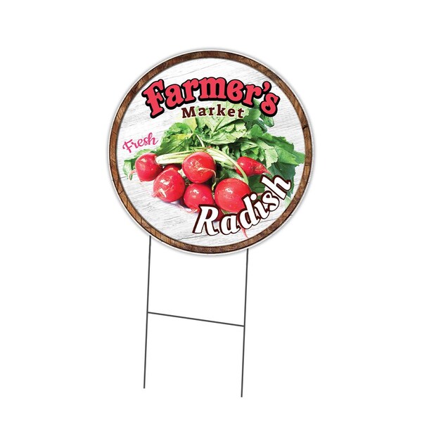 Signmission Farmers Market Radish Double Sided Corrugated Plastic Circle Yard Sign, C-24-CIR-DS-WS-Radish C-24-CIR-DS-WS-Radish - main
