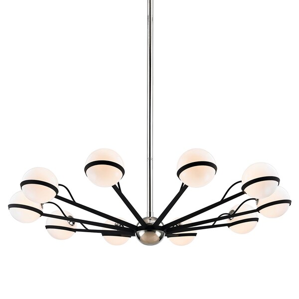 Troy Lighting Ace 10 Light Chandelier 50 In. Textured Black & Polish Nickel F7166-TBK/PN - main
