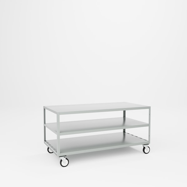 Pucel Mobile Table, 60 in W x 30 in D x 30 in H, Three Shelf, Gray MT-3060-3P - main