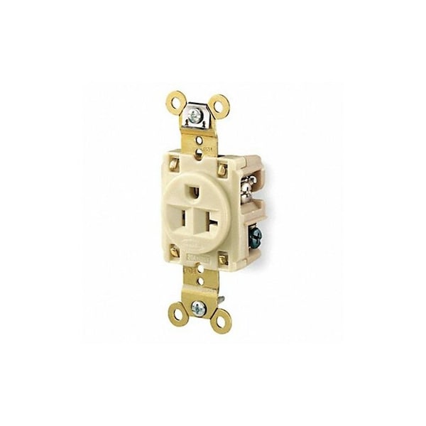 Hubbell Wiring Industrial 2-Pole 3-Wire 20A 125V 5-20R Receptacle, Ivory, Single Pack HBL5361I - main