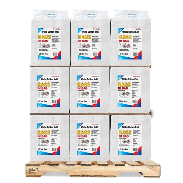 Supremeplus New White Knit T-Shirt Cleaning Rags, 1000 lbs. Pallet, 40 x 25 lbs. Bags, 40PK SP-1322 - main