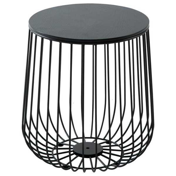 Leisuremod Round 15 in W, 16 in L, Manufactured Wood/Steel, Black RTBL-15BL - main