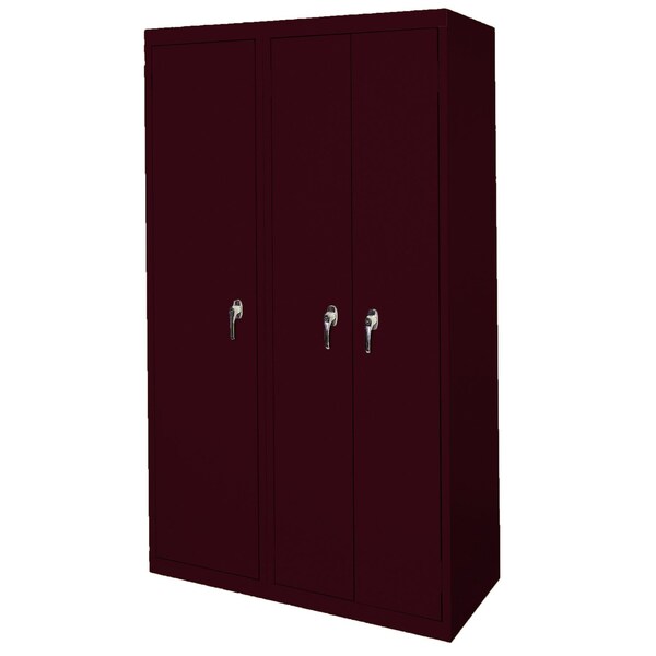 Steel Cabinets Usa Steel Storage Cabinet, 42in L x 21in D x 72in H, 8 Adjustable Shelves, 3 Doors, Wine Red AAH-42-3D-WR - main