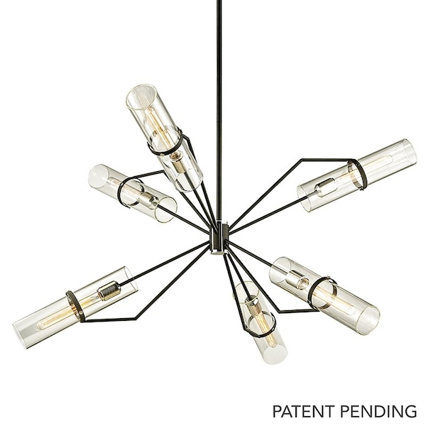 Troy Lighting Raef 6 Light Chandelier 50 In. Textured Black & Polish Nickel F6328-TBK/PN - main