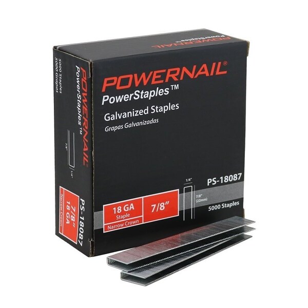 Powernail PowerStaples PS18087 Fine Wire Staple, 1/4 in W Crown, 7/8 in L Leg, 18 ga, Carbon Steel PS18087-10PK - main