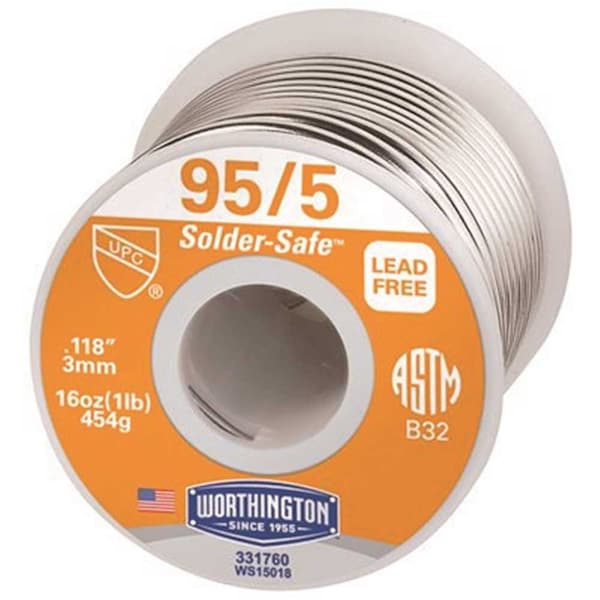 Worthington 16 oz. 0.118 in. 95/5 Lead-Free Solder 331760 - main