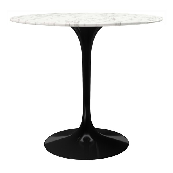 Homeroots 32" White And Black Marble And Metal Dining Table 520852 - main