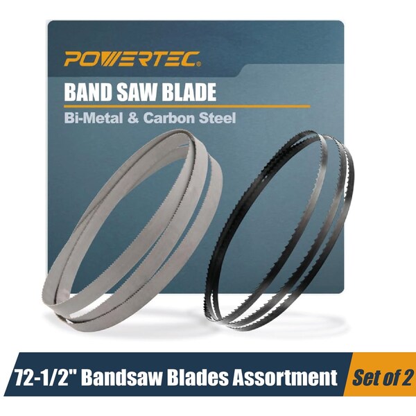 Powertec 72-1/2" Bi-Metal and Carbon Steel Band Saw Blades for Delta 28-195, RYOBI BS-5DN, 10" Bandsaw 13711 - main