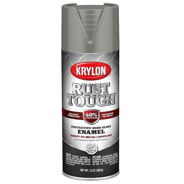 Krylon Rust Tough Enamel Spray Paint, Gloss, Classic Gray, 12 oz, Can K09262008 - main
