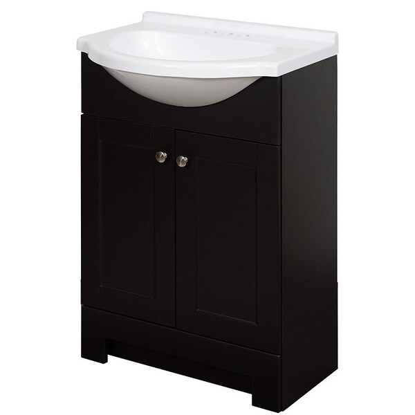 Zenna Home 2-Door Euro Shaker Vanity with Top, Wood, Espresso, Cultured Marble Sink, White Sink SEC24CH - main