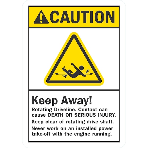 Lyle Keep Away! Rotating Driveline. Contact Can Cause DEATH OR SE, 7x10, Non-Reflective, White G-17128-NA_7x10 - main