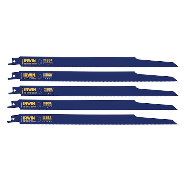 Irwin 12 in x 18 TPI Reciprocating Saw Blade, IRWIN, 5 PK 372118P5 - main