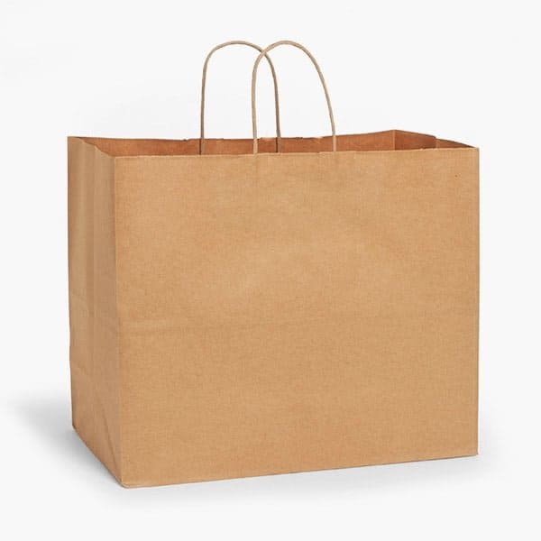 Nashville Wraps Natural Brown Kraft Shopping Bags, Vogue 16x6x12.5in, 100PK VOGKRH - main