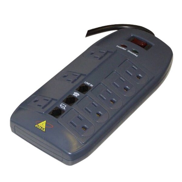 Ditek EIGHT OUTLET SURGE PROTECTOR, W/6 FOOT CORD, DTK-8FF - main
