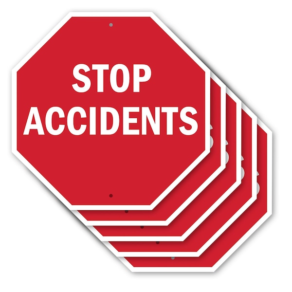 Signmission Stop Accidents, 10 inch X 10 inch, Aluminum Metal Signs, 5PK OC-A-5Pack-10-305 - main