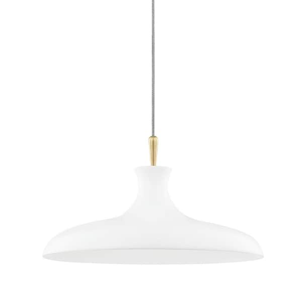 Mitzi Cassidy 1 Light Pendant 4.75 In. Aged Brass/Soft Off White H421701L-AGB/WH - main