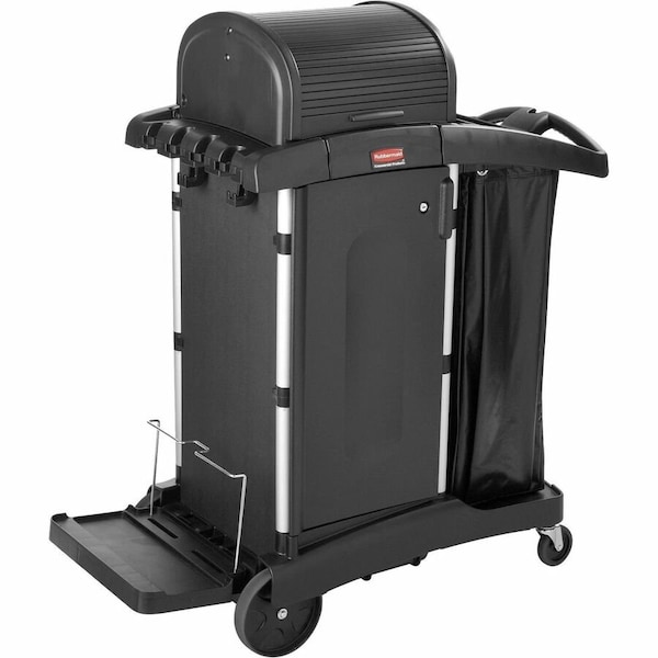 Rubbermaid Commercial Exec Hi Security Janitorial Cleaning Cart, 23.1w x 39.6d x 27.5h, Blk 1861427 - main
